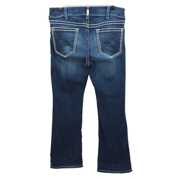 Ariat R.E.A.L. Mid Rise Boot Cut Jeans Womens 32 Thick Stitch Stretch 5 Pocket - Picture 2 of 14